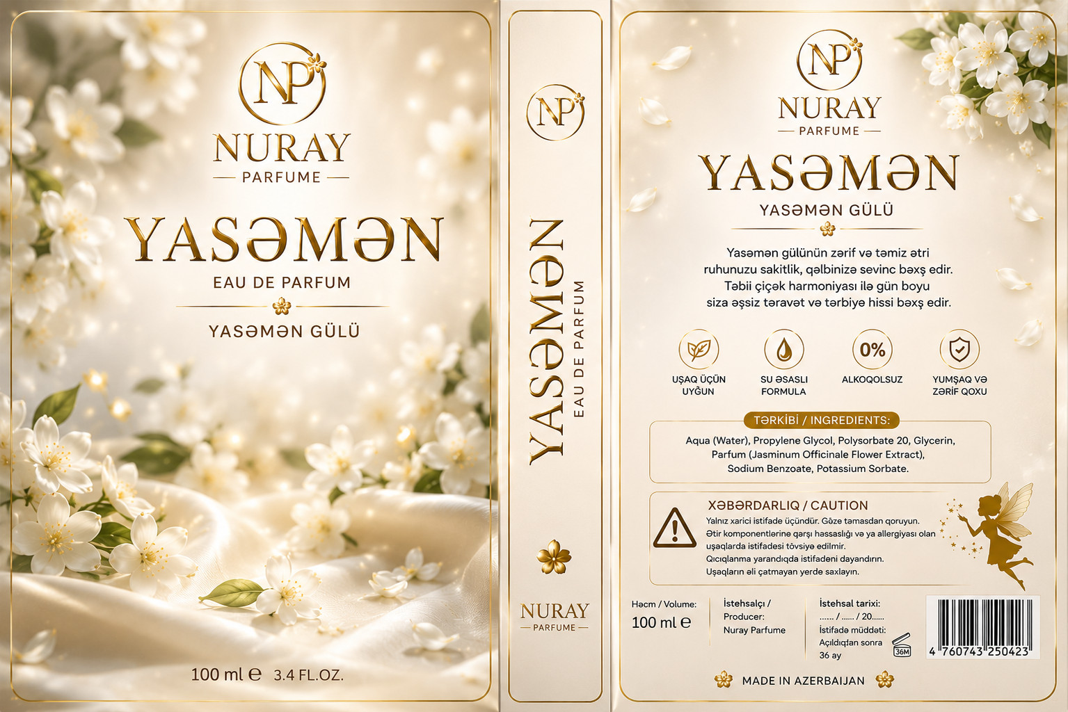 Nuray Parfume Yasəmən qadınlar üçün ətir suyu 100 ml